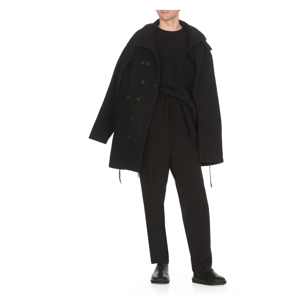 Yohji Yamamoto Zwarte Wol Crewneck Sweater voor Mannen Black Heren