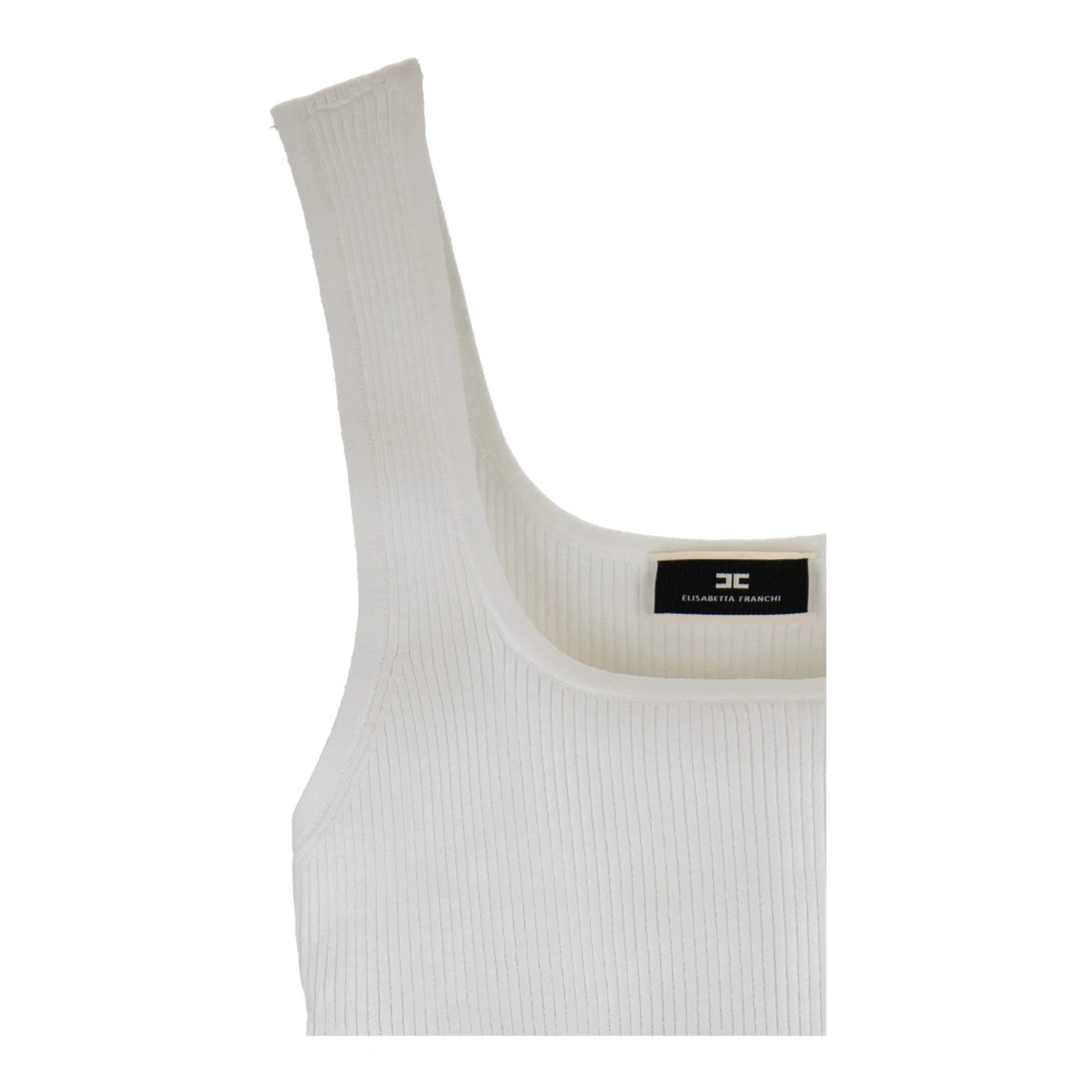 Elisabetta Franchi Geribbeld Zilveren Hardware Top White Dames