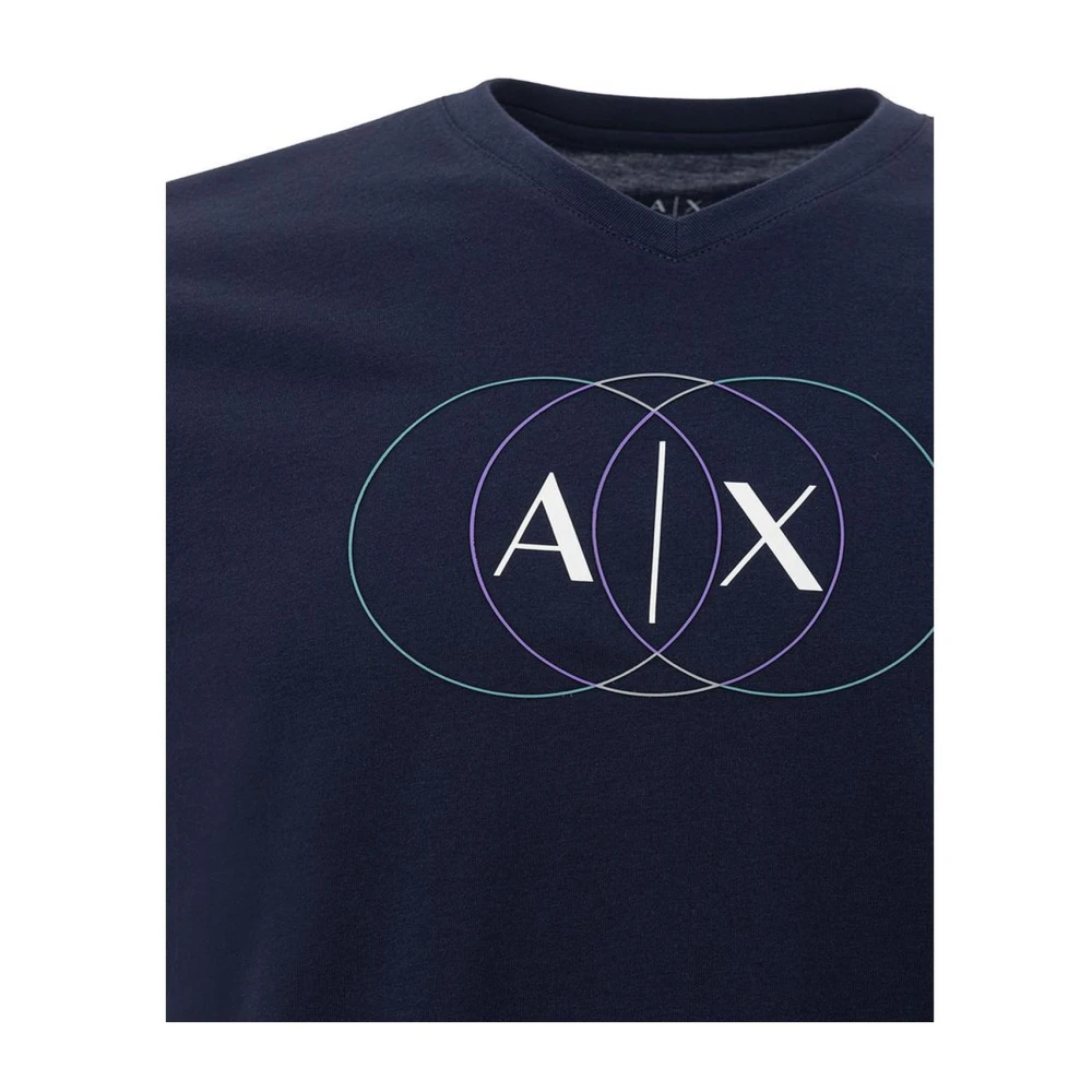 Armani Exchange Blauw Katoenen T-Shirt Klassiek Crew Neck Blue Heren