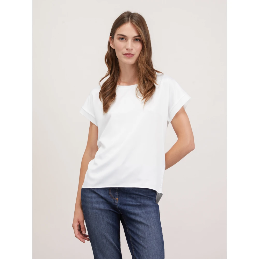 Motivi T-shirt gemaakt van twee verschillende materialen White Dames