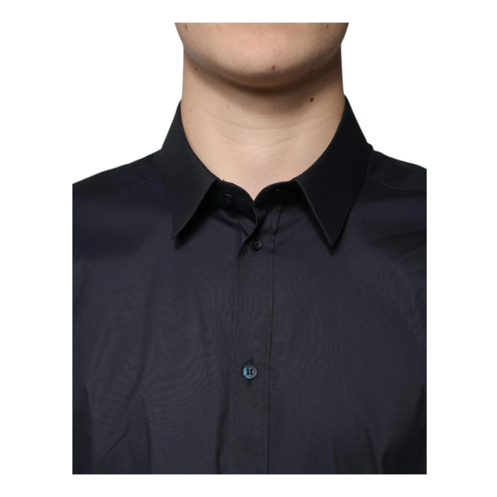 Dolce & Gabbana Zwarte Logo Detail Formeel Overhemd Black Heren