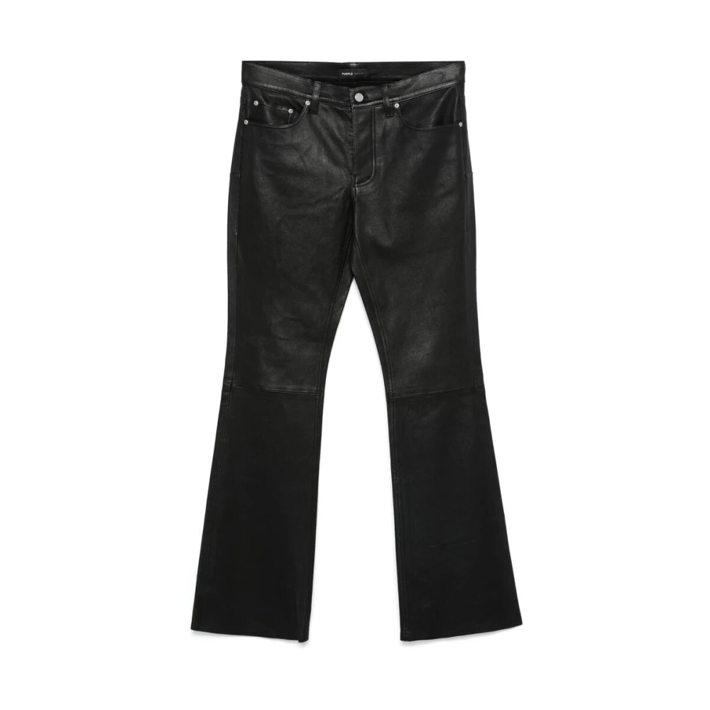 Purple Brand Zwarte lamsskin leren broek klassieke stijl Black Heren