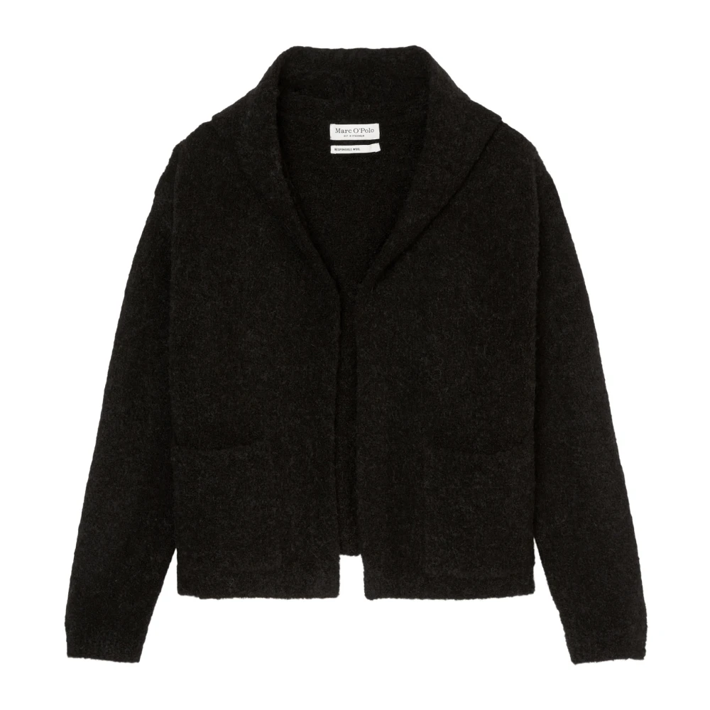 Marc O'Polo Bouclé hoodie vest los Black Dames