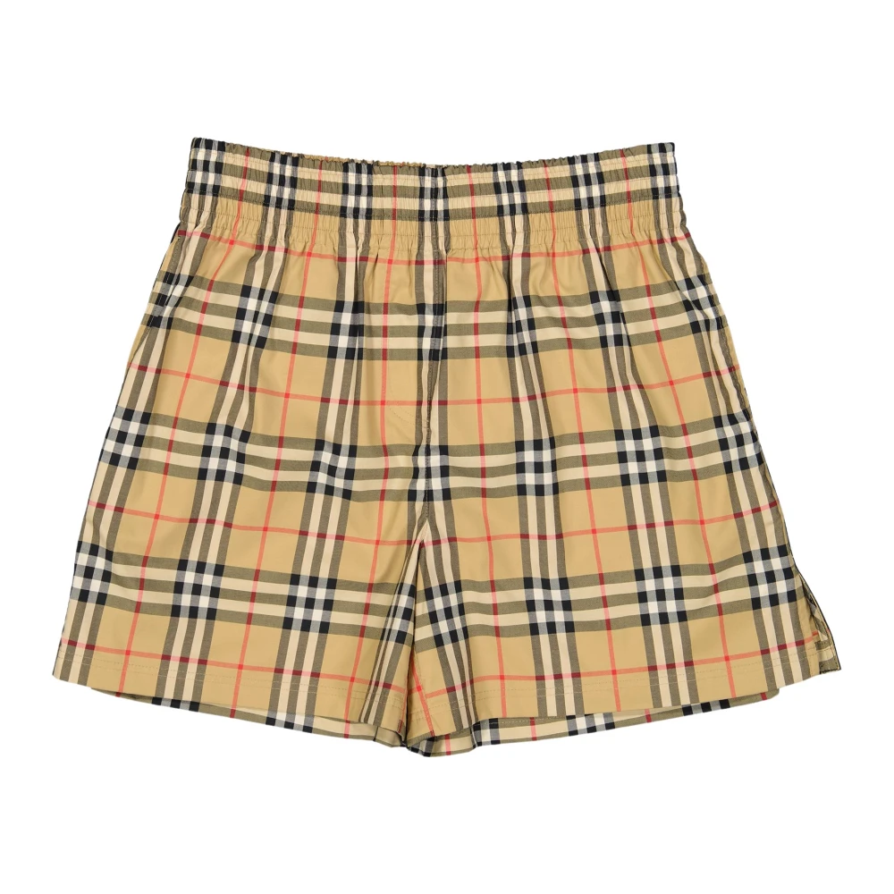 Burberry Beige Shorts met Vintage Check Patroon Beige Dames