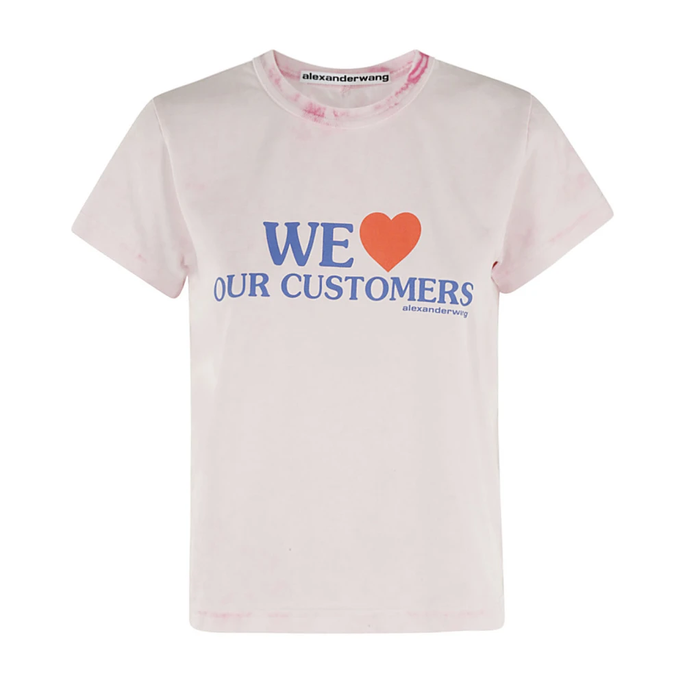 Alexander wang Bleach Wash Shrunken Tee voor klanten Pink Dames