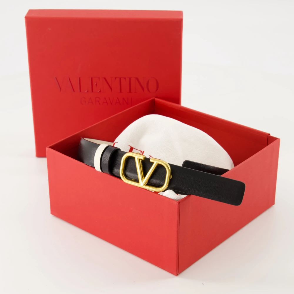 Valentino Garavani Omkeerbare VLogo Riem Zwart-Wit Black Dames