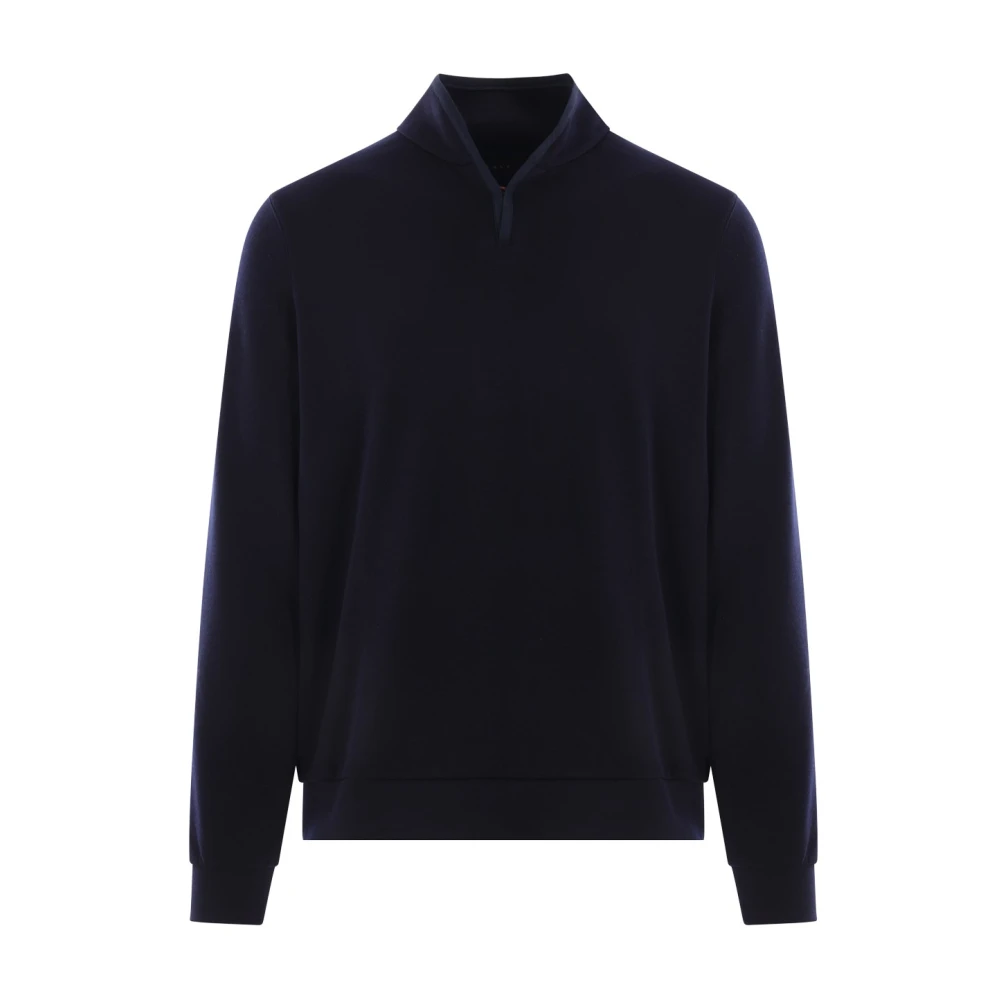Sease Blauwe Wollen Trui Hoge Hals Lange Mouw Blue Heren