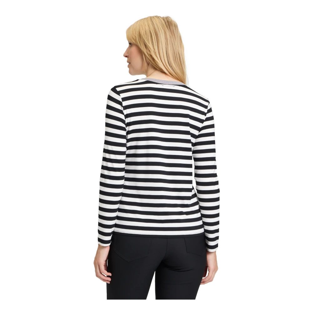 Betty Barclay Gestreept V-hals T-shirt Black Dames