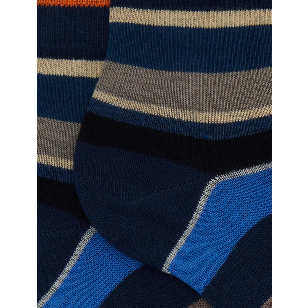 Gallo Korte blauwe katoenen sokken voor dames met veelkleurige strepen Multicolor Dames