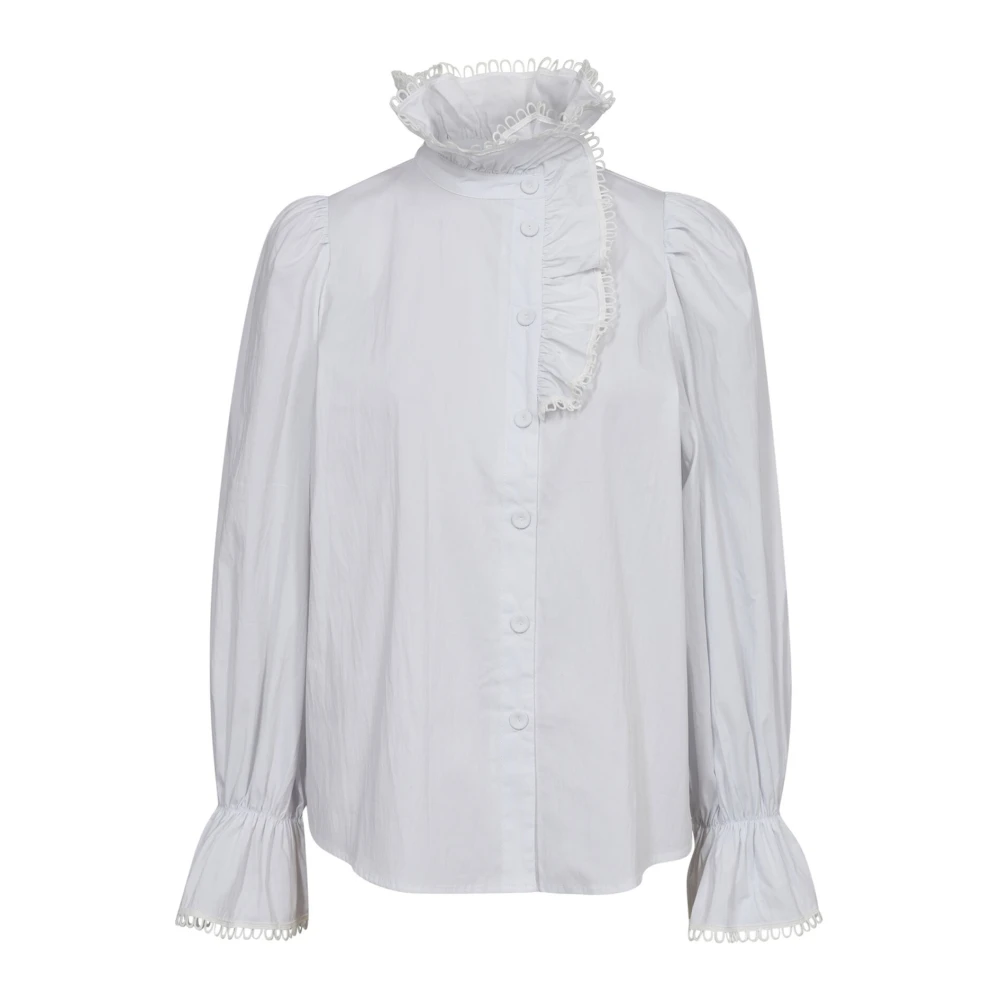 Co'Couture Volang Placket Skjorta Elegant Blus White, Dam