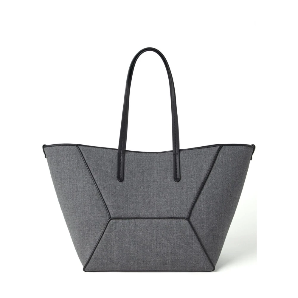 BRUNELLO CUCINELLI Grijze Wol Panelled Tote Tas Gray Dames