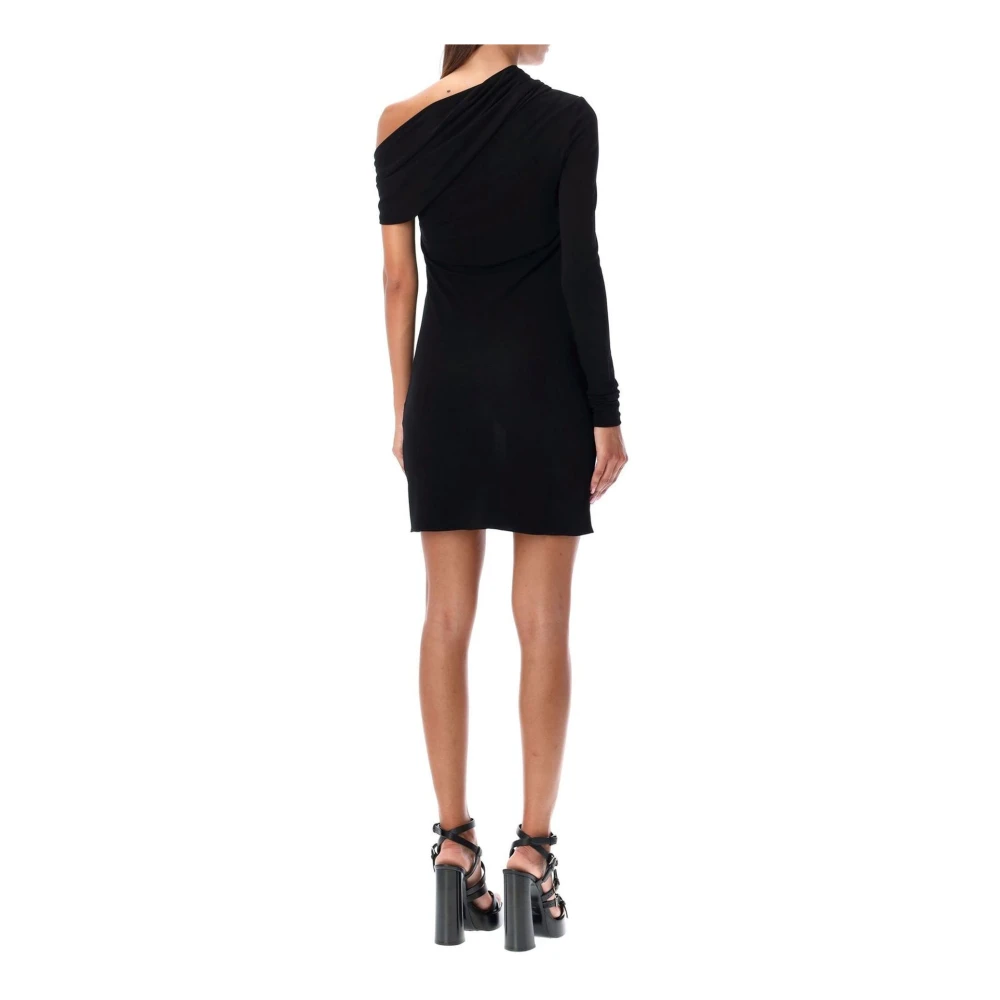 Saint Laurent Asymmetrische Jurk met Één Mouw Black Dames