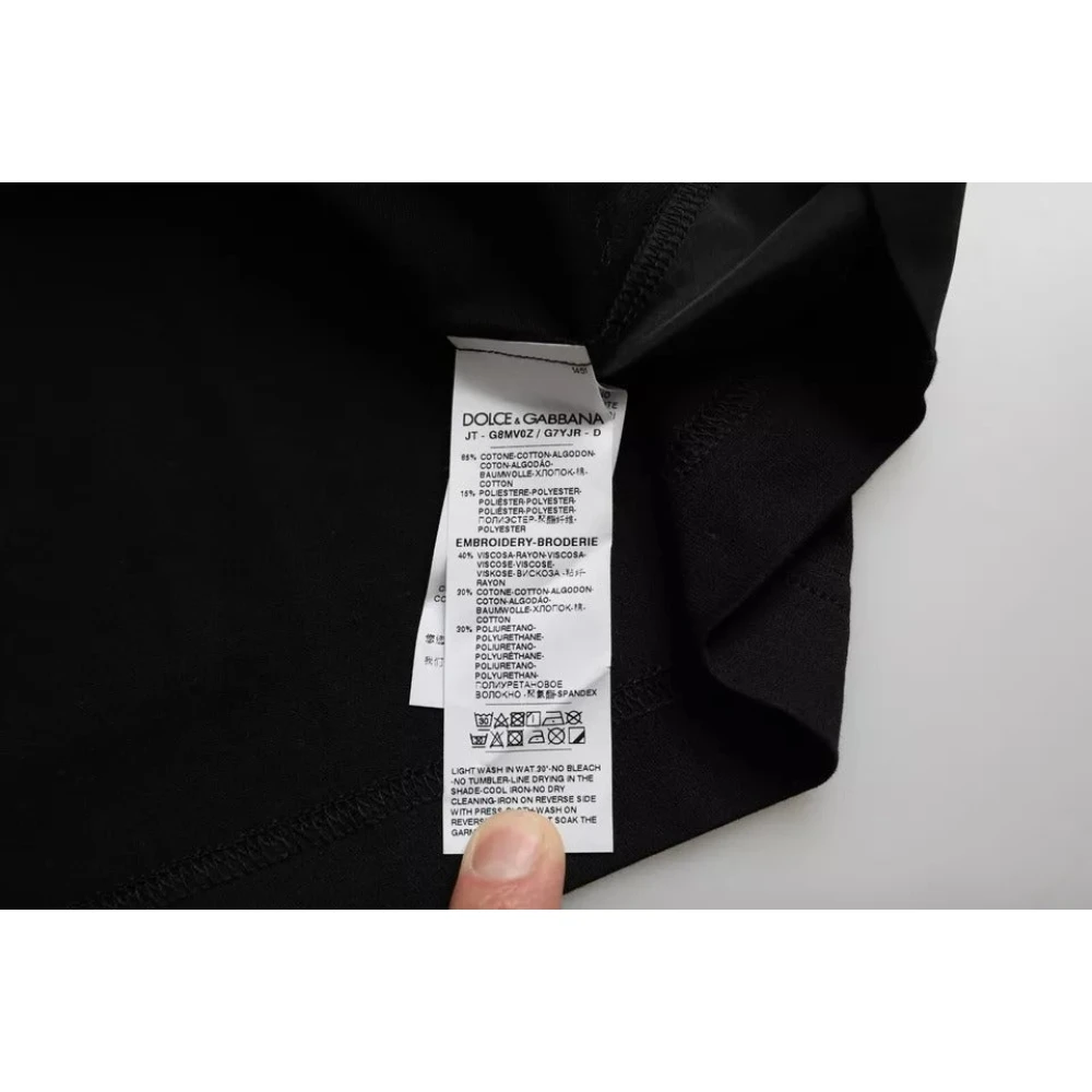 Dolce & Gabbana Zwart katoenen T-shirt met korte mouwen Black Heren