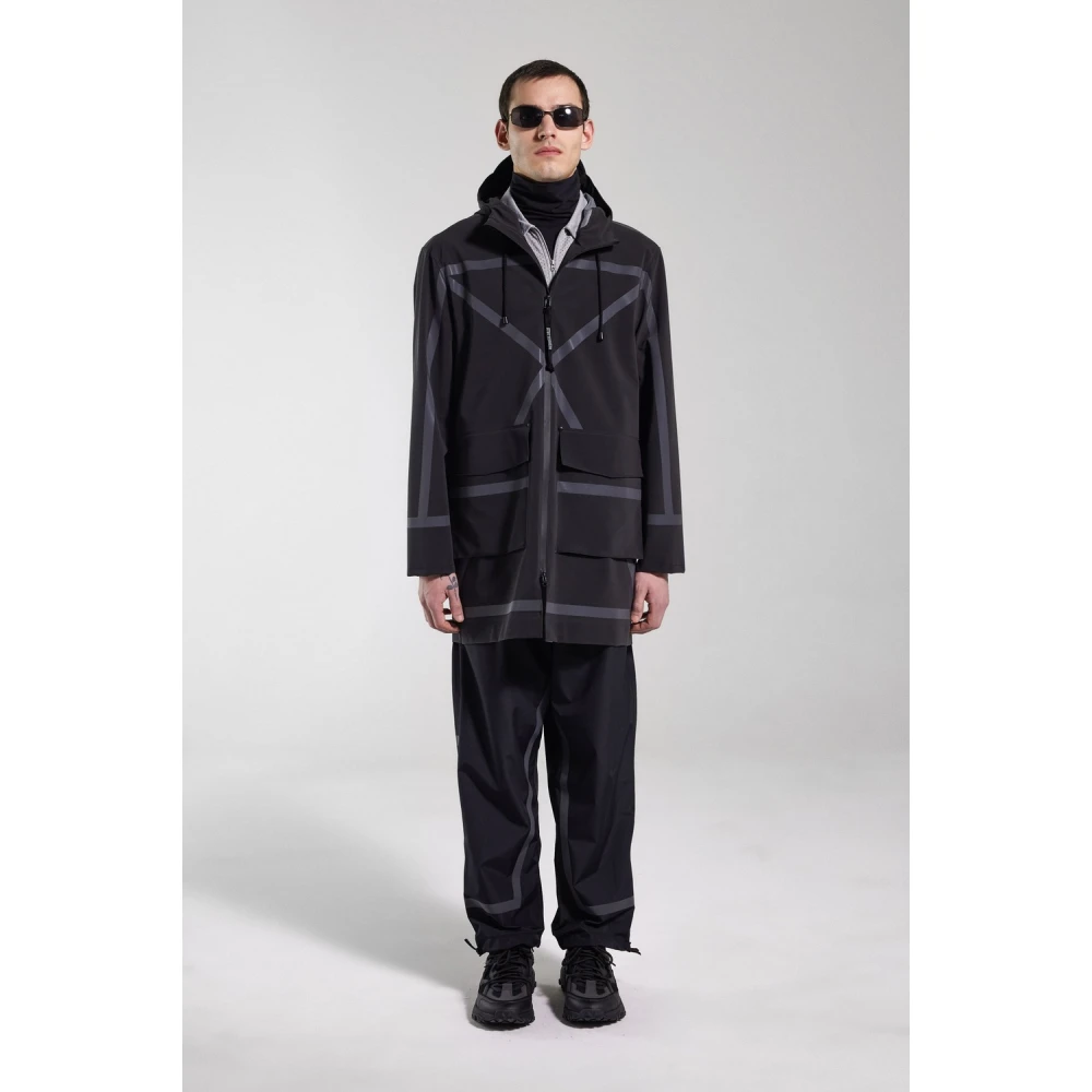 Stutterheim Lichtgewicht Waterdichte Regenjas met Reflecterende Strepen Black Heren