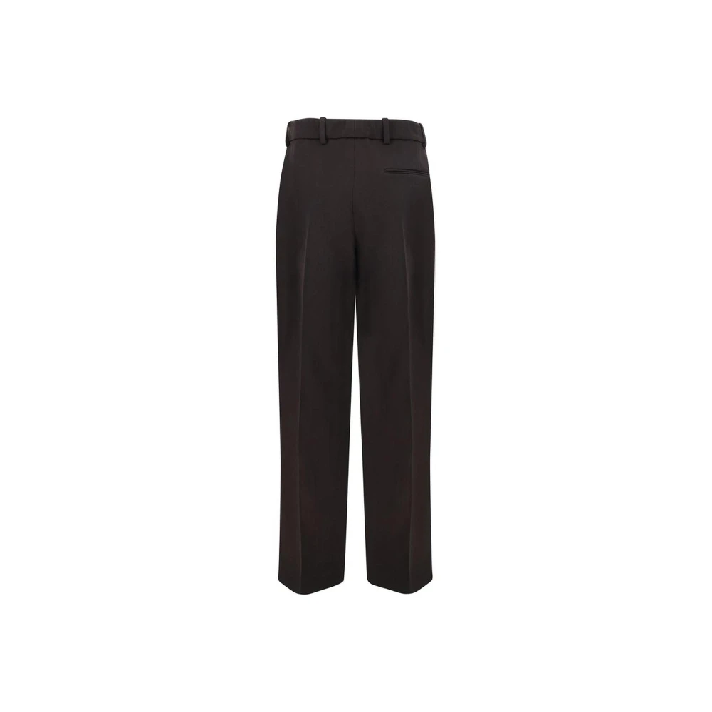 The Row Wijde wollen broek met haaksluiting Brown Dames