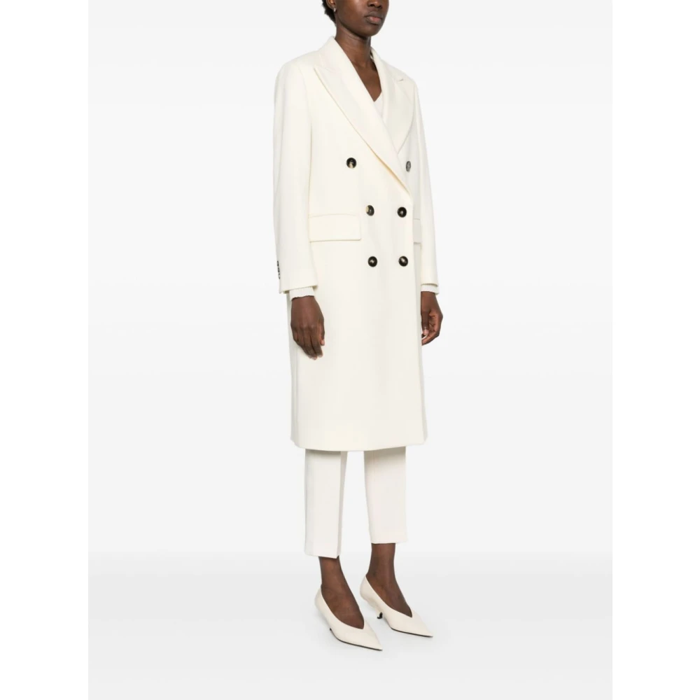 Alberto Biani Witte Wol Dubbel-Breasted Jas White Dames