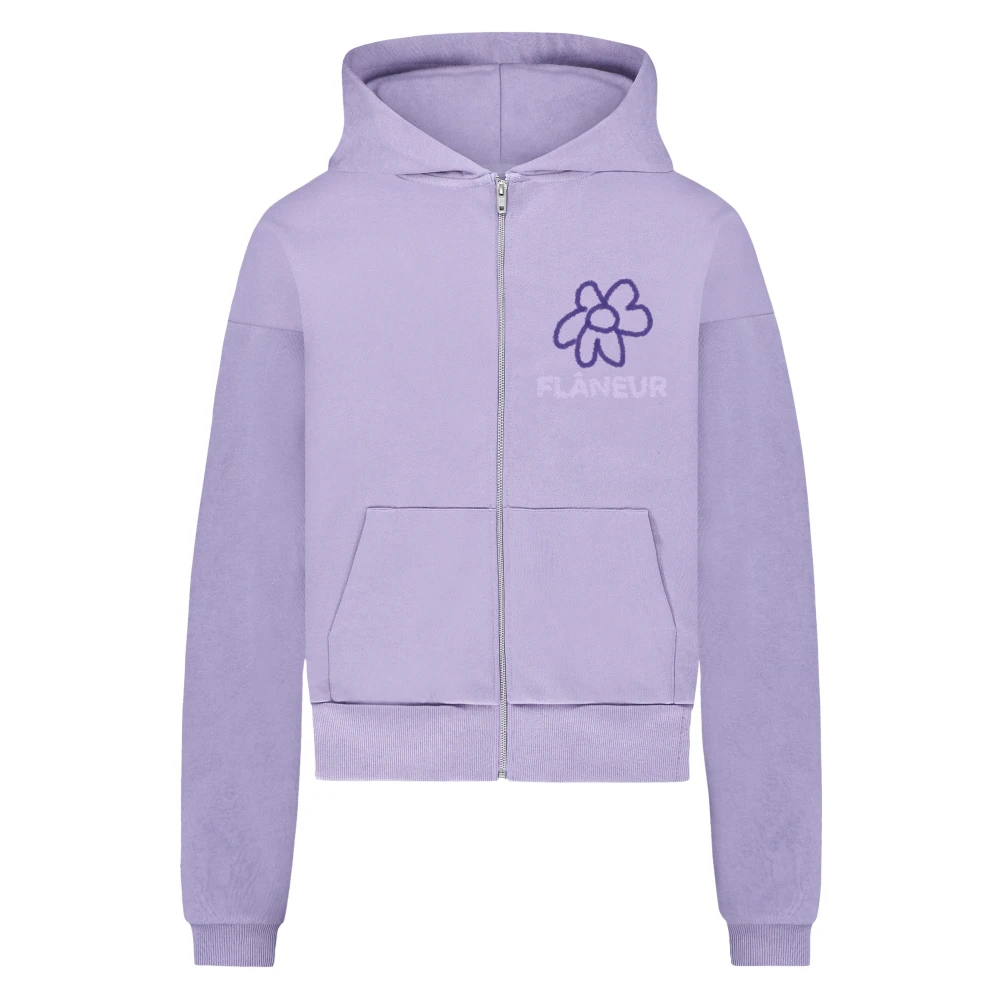 Flâneur Lila Flower Doodle Dragkedja Hoodie Purple, Herr