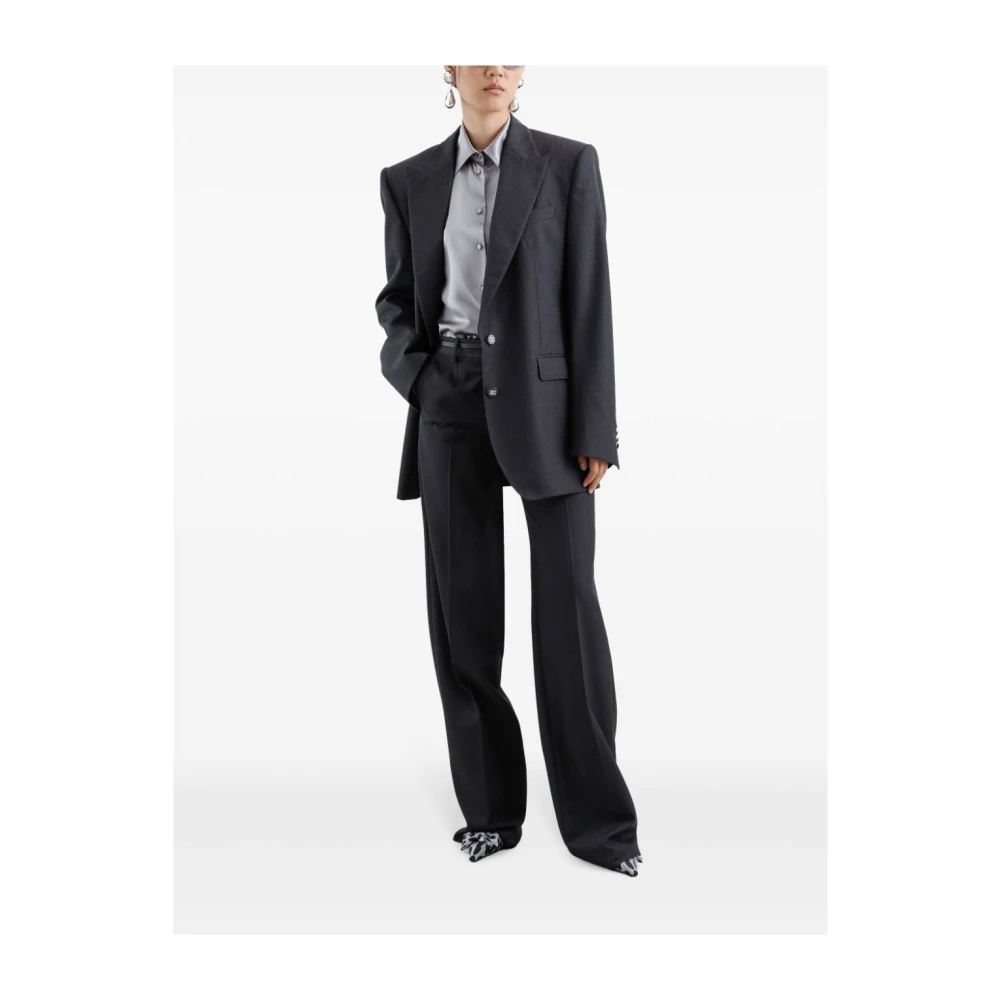 Dolce & Gabbana Grijze Wol Flare Broek Gray Dames