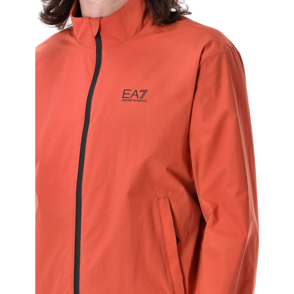 Emporio Armani EA7 Core Identity Nylon Zip-Up Sweatshirt Red Heren