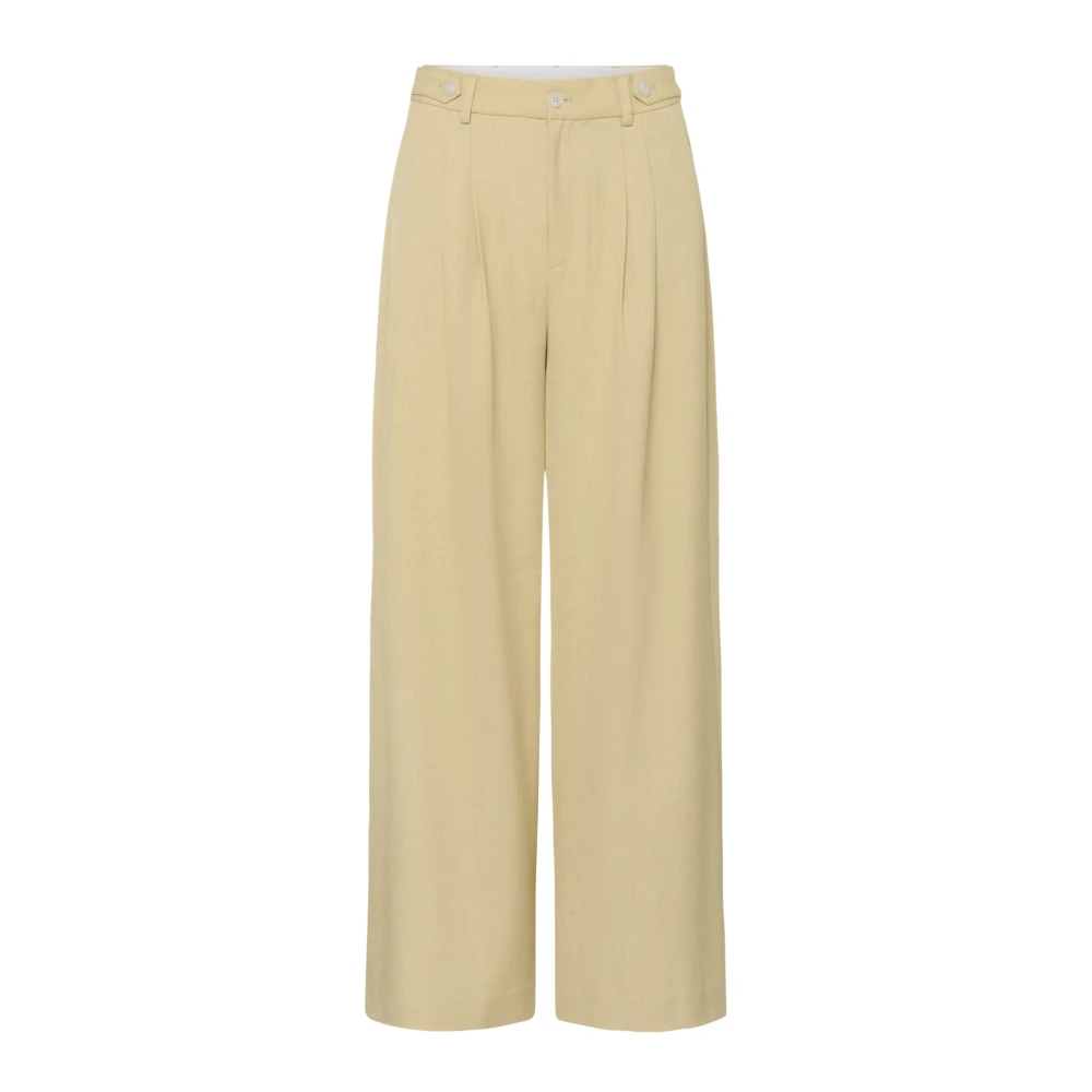 Gestuz Yellow Wide Trousers, Female, Xs, Wide Trousers