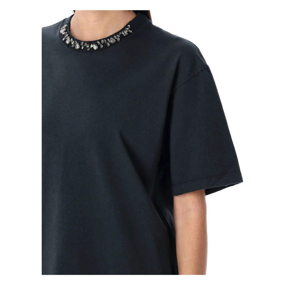 Golden Goose Crystal Ribbed T-shirt Washed Black Dames