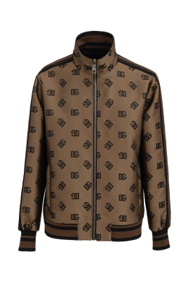 Monogram Zip Jacket med Ribbstickad Kant