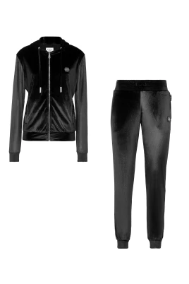 Velvet Jogging Tracksuit Skull Strass