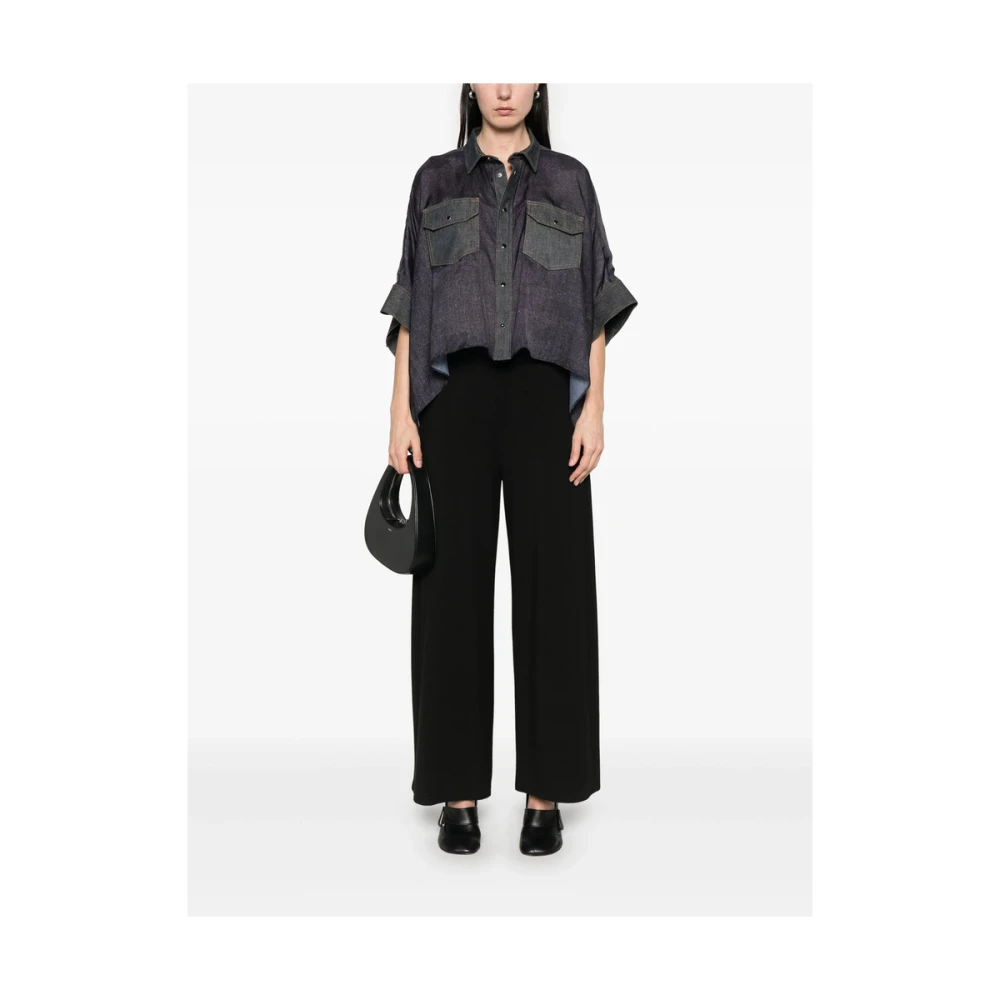 Sacai Indigo Blauwe Drukknop Shirt Blue Dames