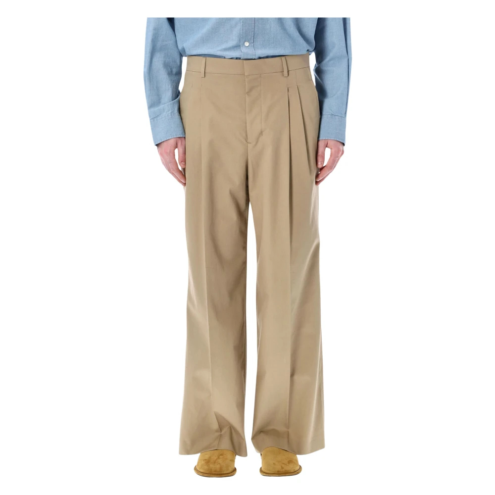 Ami Paris Men's Beige Wide Trousers, Xs, Double Pinces Pant