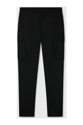 Svarta Cargo Byxor Stretch Crepe