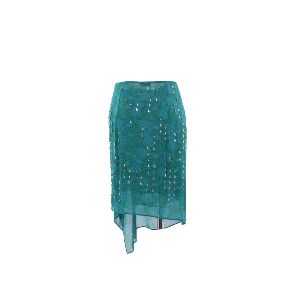 Dries Van Noten Georgette geborduurde midi-rok Blue Dames