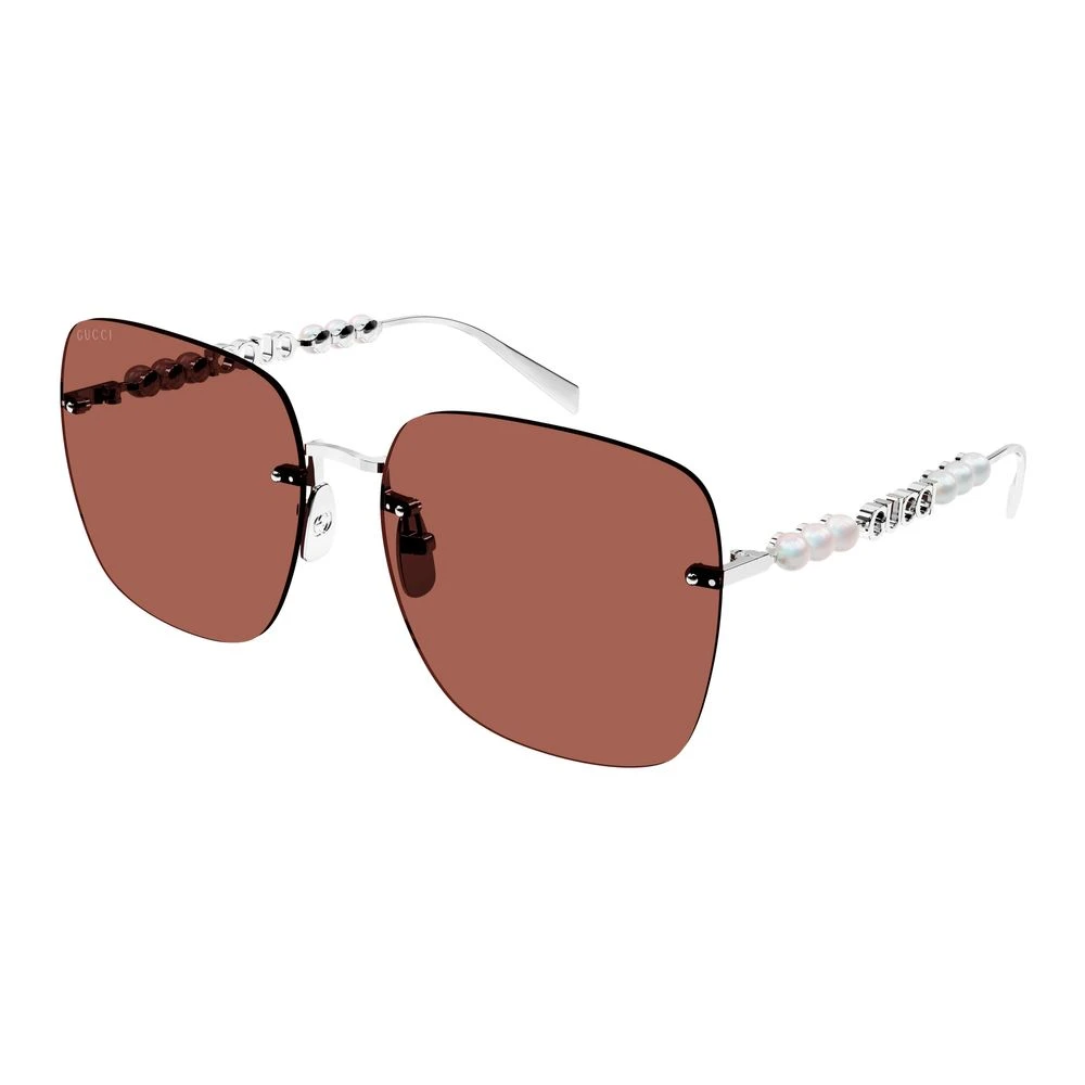 Gucci Women's Silver/Brown Sunglasses Stylish Model