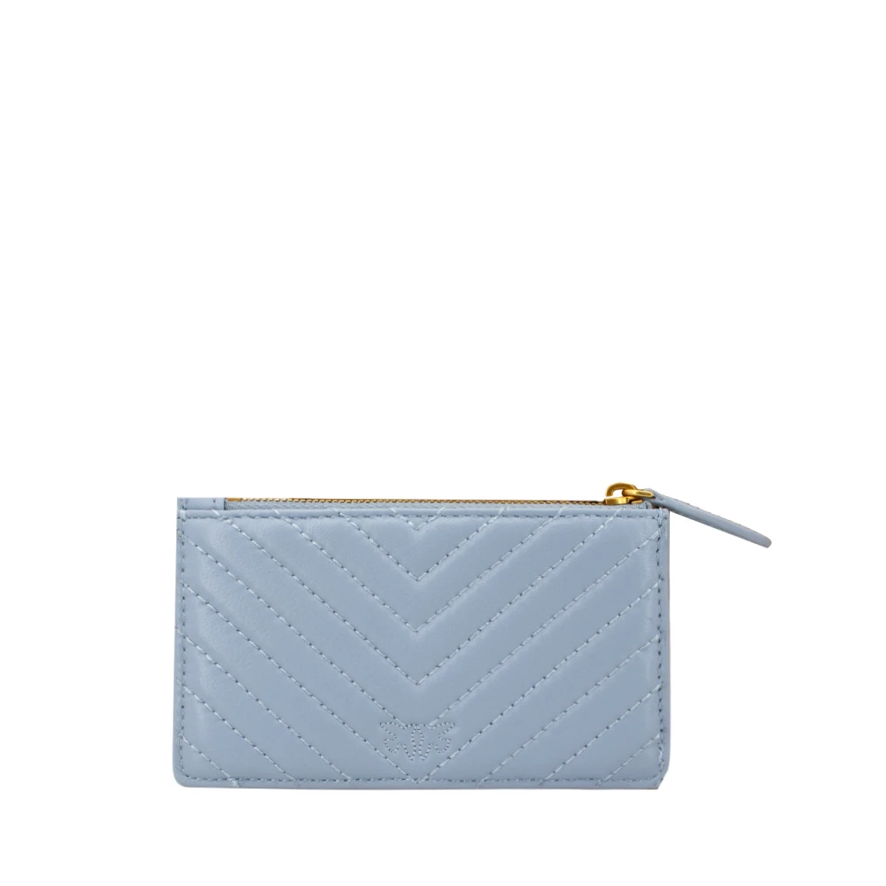 pinko Love Birds Leren Creditcardhouder Blue Dames