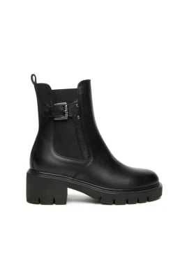 Svarta läder Chelsea boots med spänne