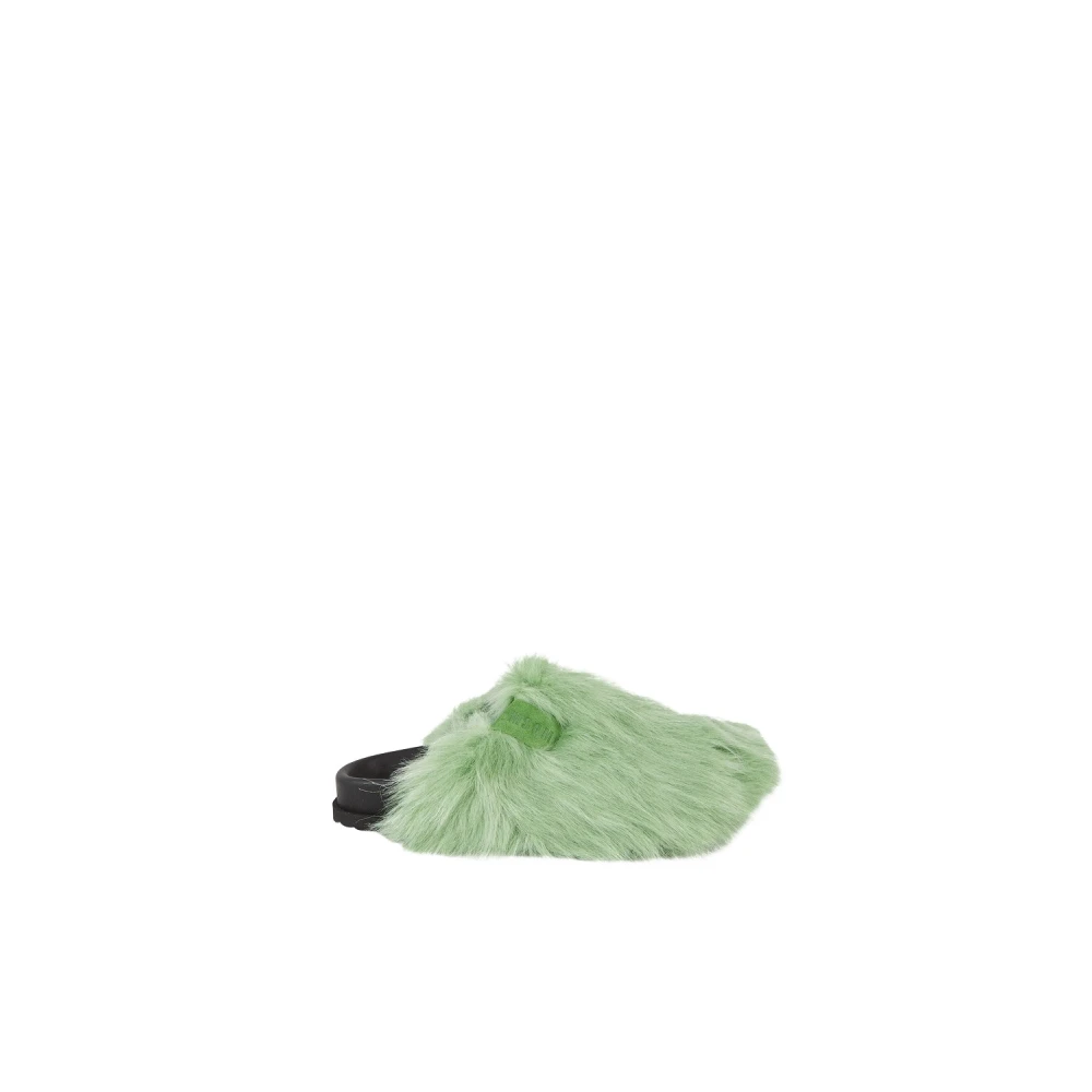 Msgm Slipper met harig garen Green Dames