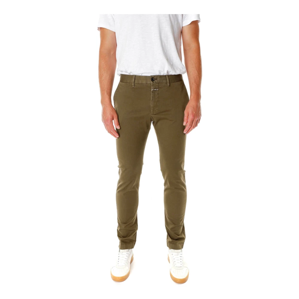 Closed Green Chinos, Male, W31 L32, Slim Fit Chino Trousers