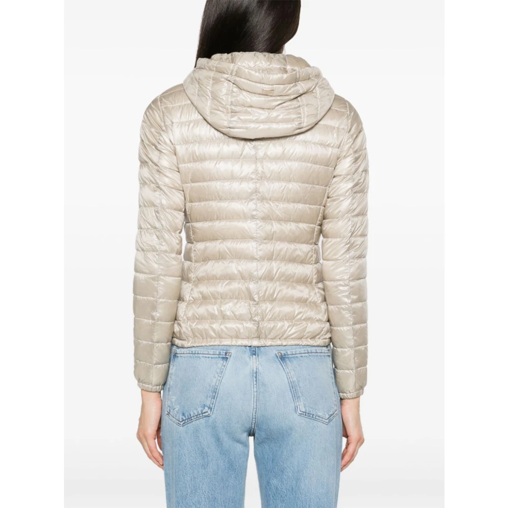 Herno Beige Gewatteerde Jas met Afneembare Capuchon Beige Dames