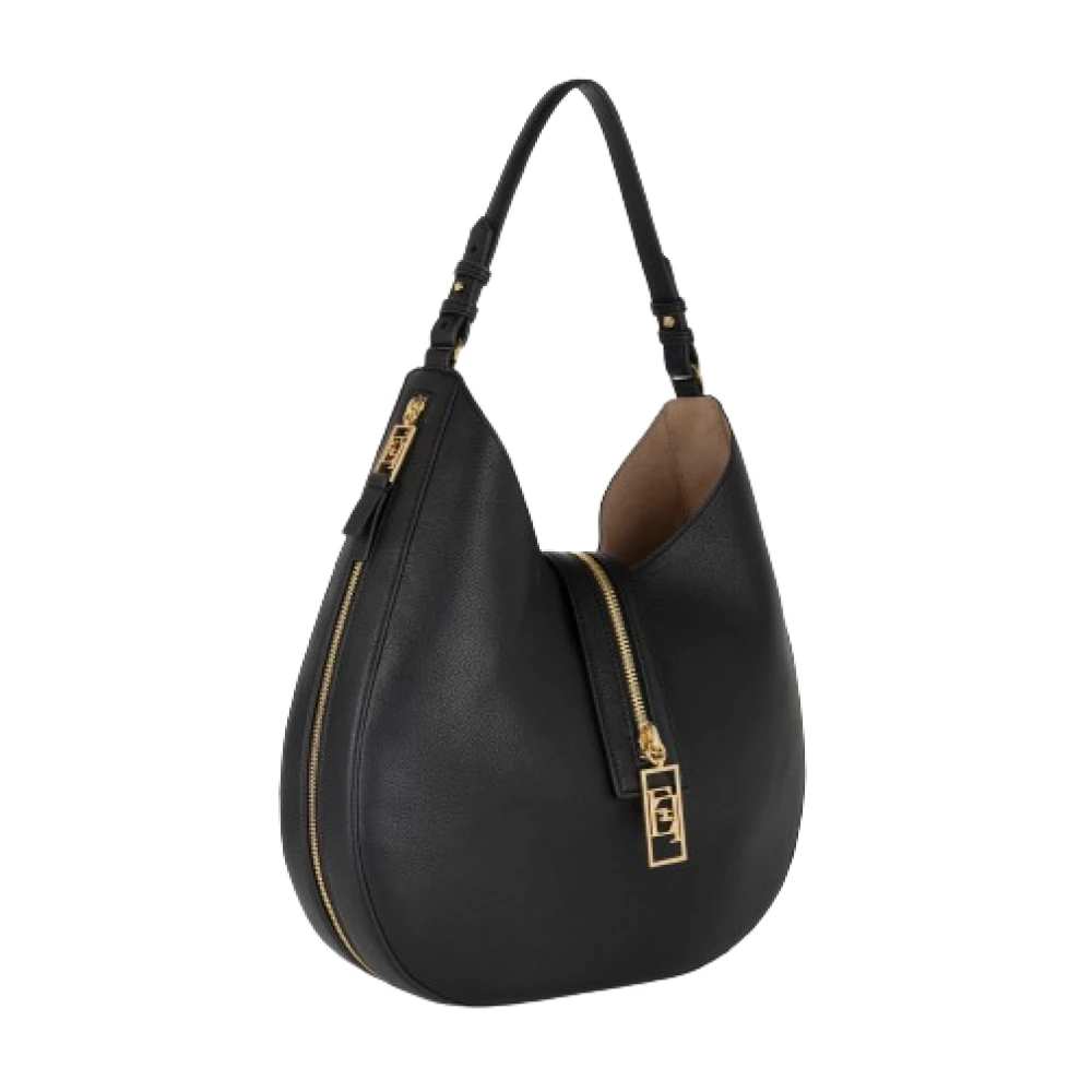 Elisabetta Franchi Zwarte Synthetisch Leren Grote Hobo Tas Black Dames