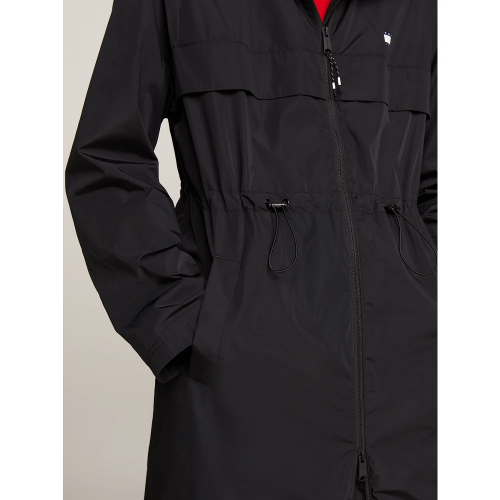 Tommy Jeans Zwarte technische trenchcoat met logo Black Dames