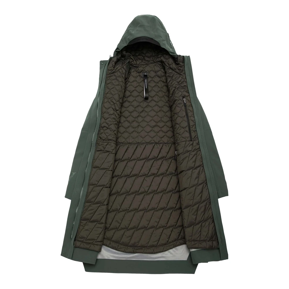 Krakatau Groene 2-in-1 Parka met Capuchon en Meerdere Zakken Green Dames