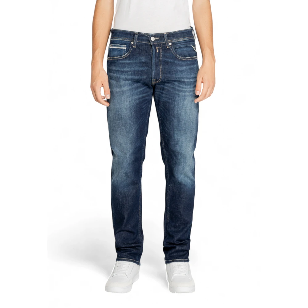 Replay Blå Jeans med Dragkedja och Knappar Blue, Herr