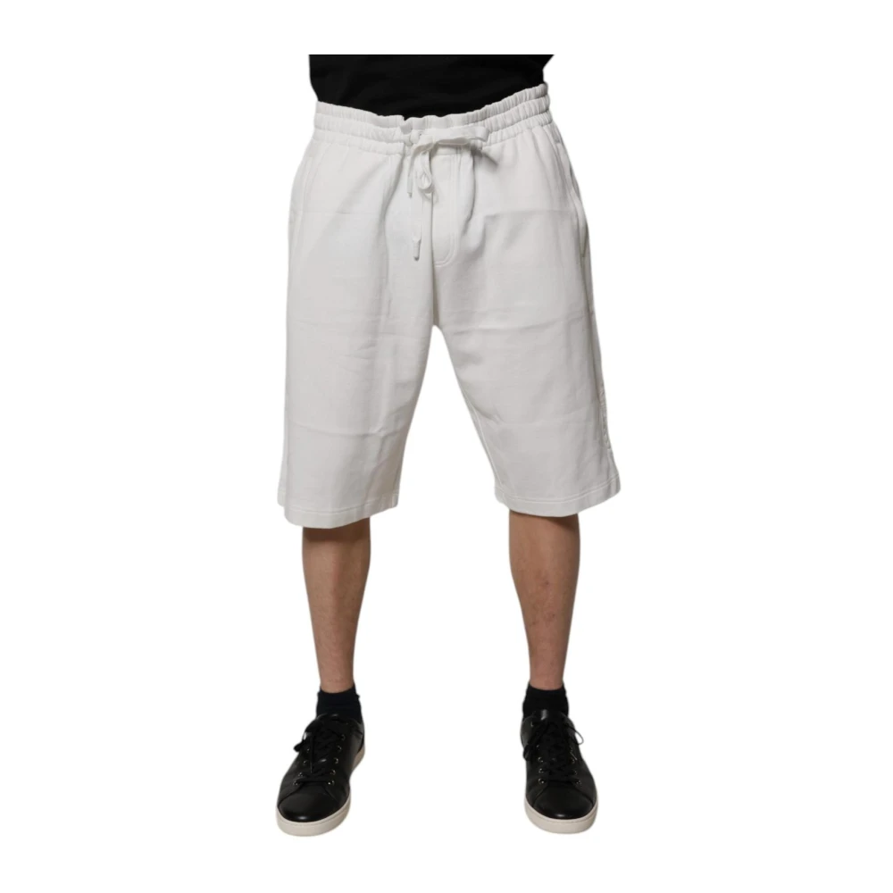 Dolce & Gabbana Homme Blanc Shorts, Taille: 4XL Shorts De Sweat Bermuda Décontractés Et Confortables