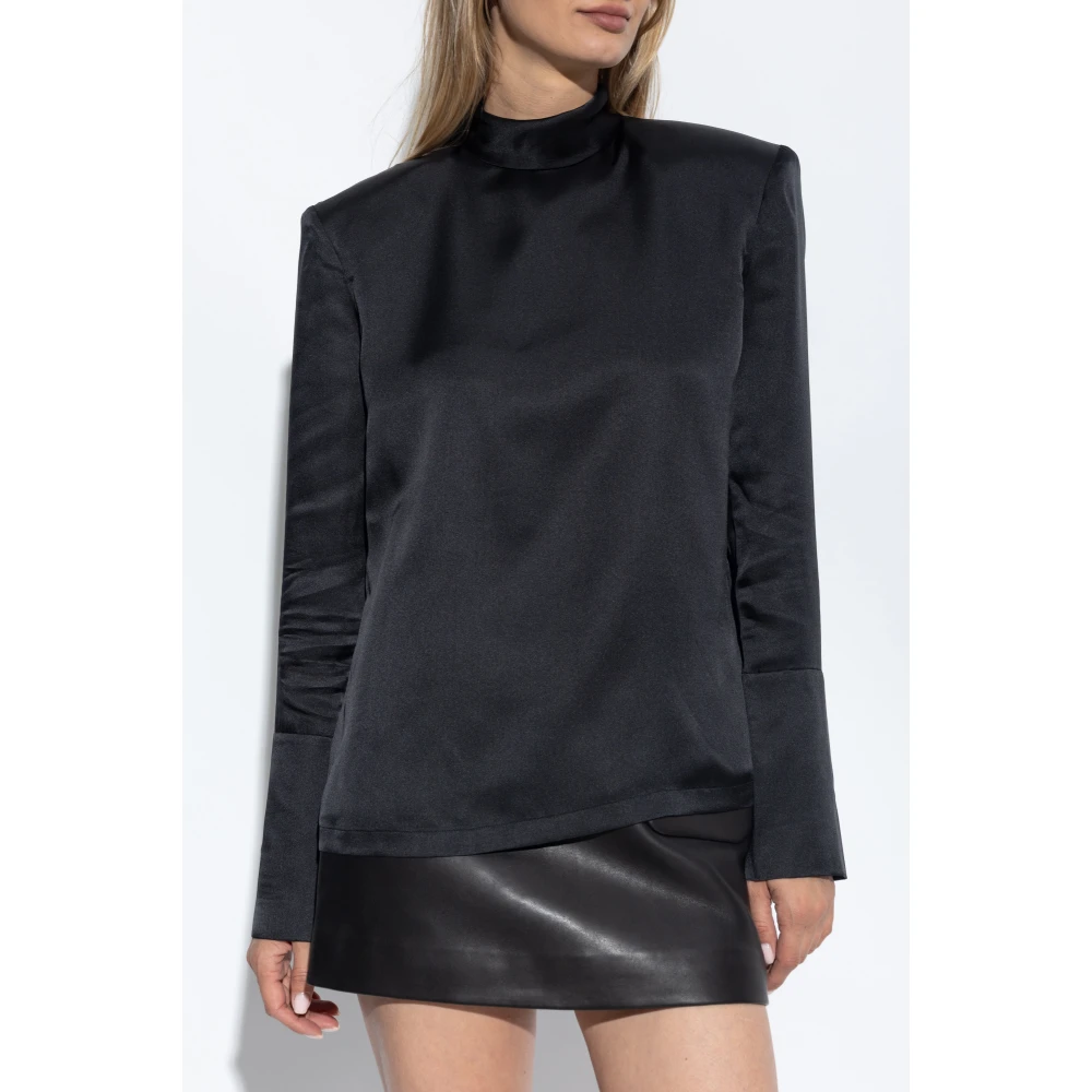 Anine Bing Top met schoudervullingen Black Dames