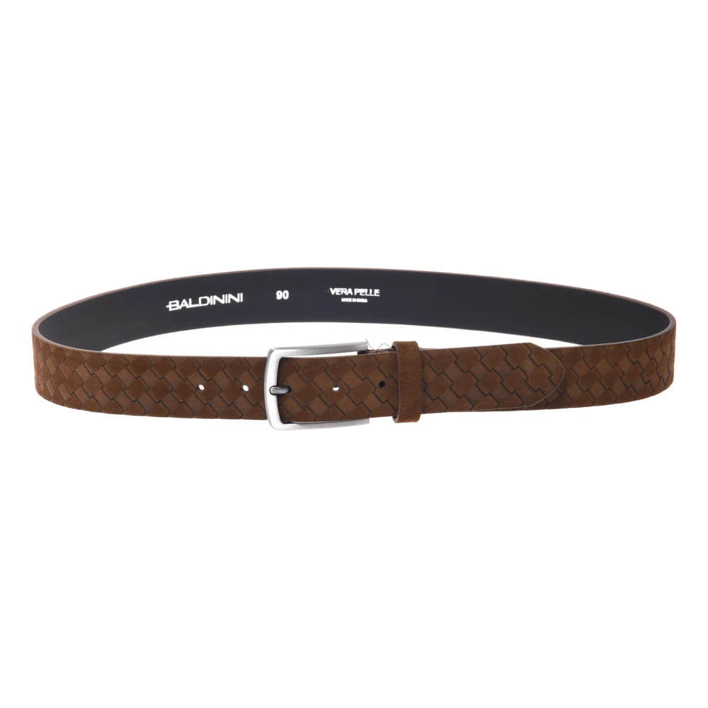 Baldinini Men's Brown Woven Suede Belt - Belts - 100 Cm - Accessories
