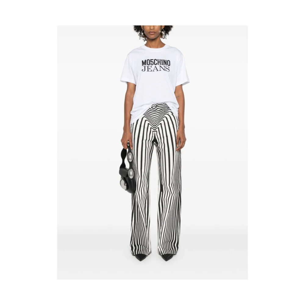 Moschino Wit Katoenen Logo Print T-shirt White Dames