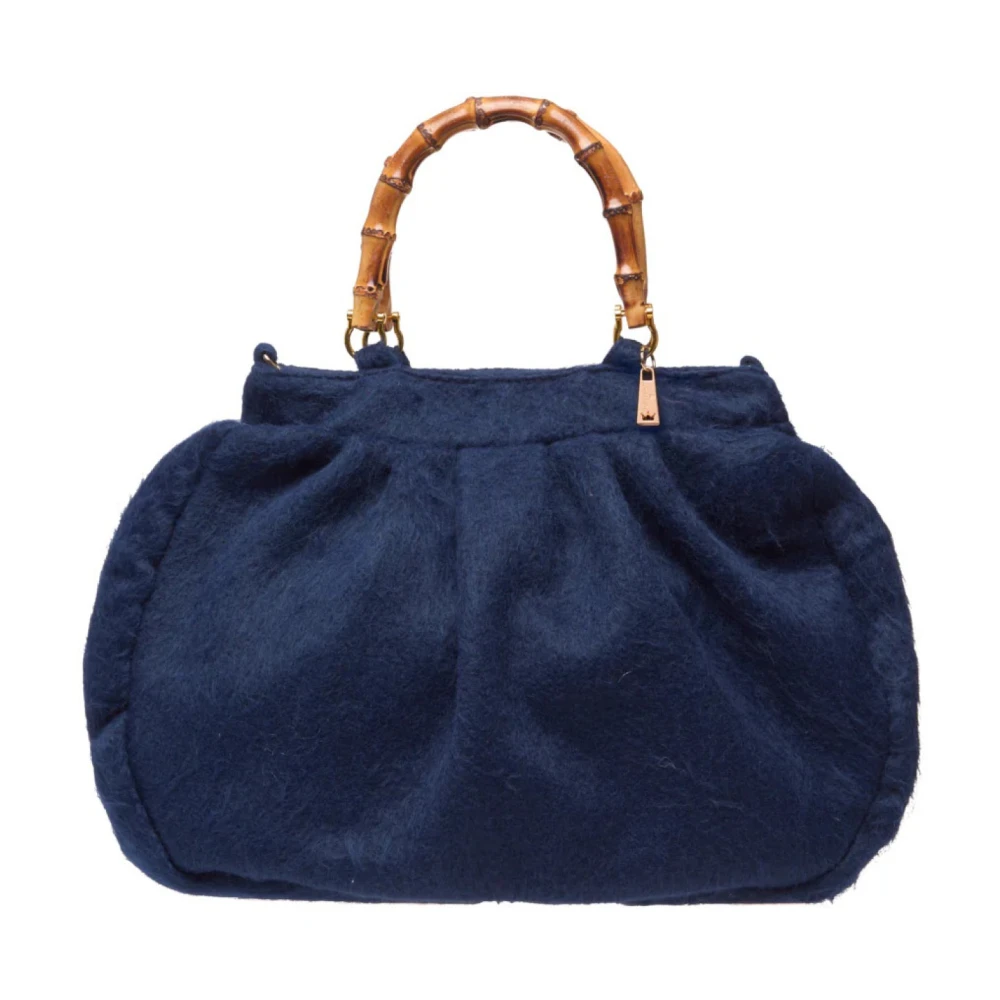 La Milanesa Blauwe Stoffen Handtas Anna Medium Blue Dames