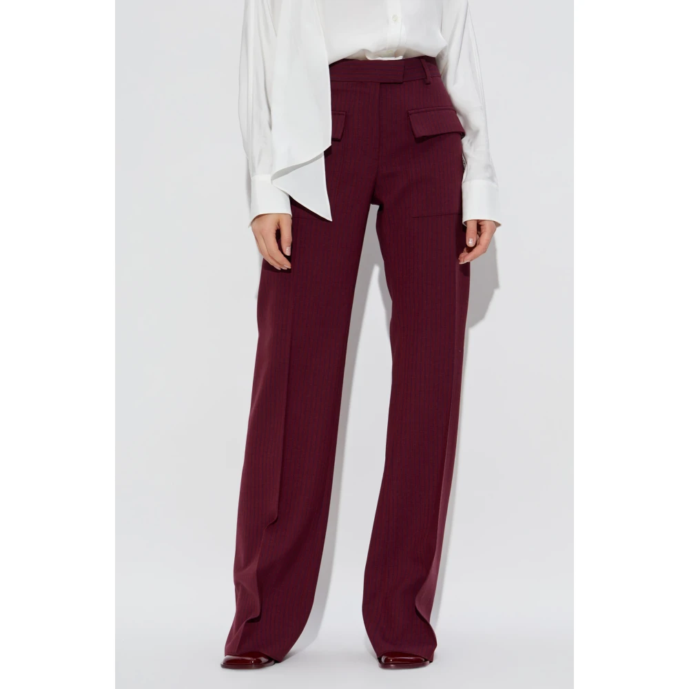 Salvatore Ferragamo Wollen broek met gestreept patroon Red Dames