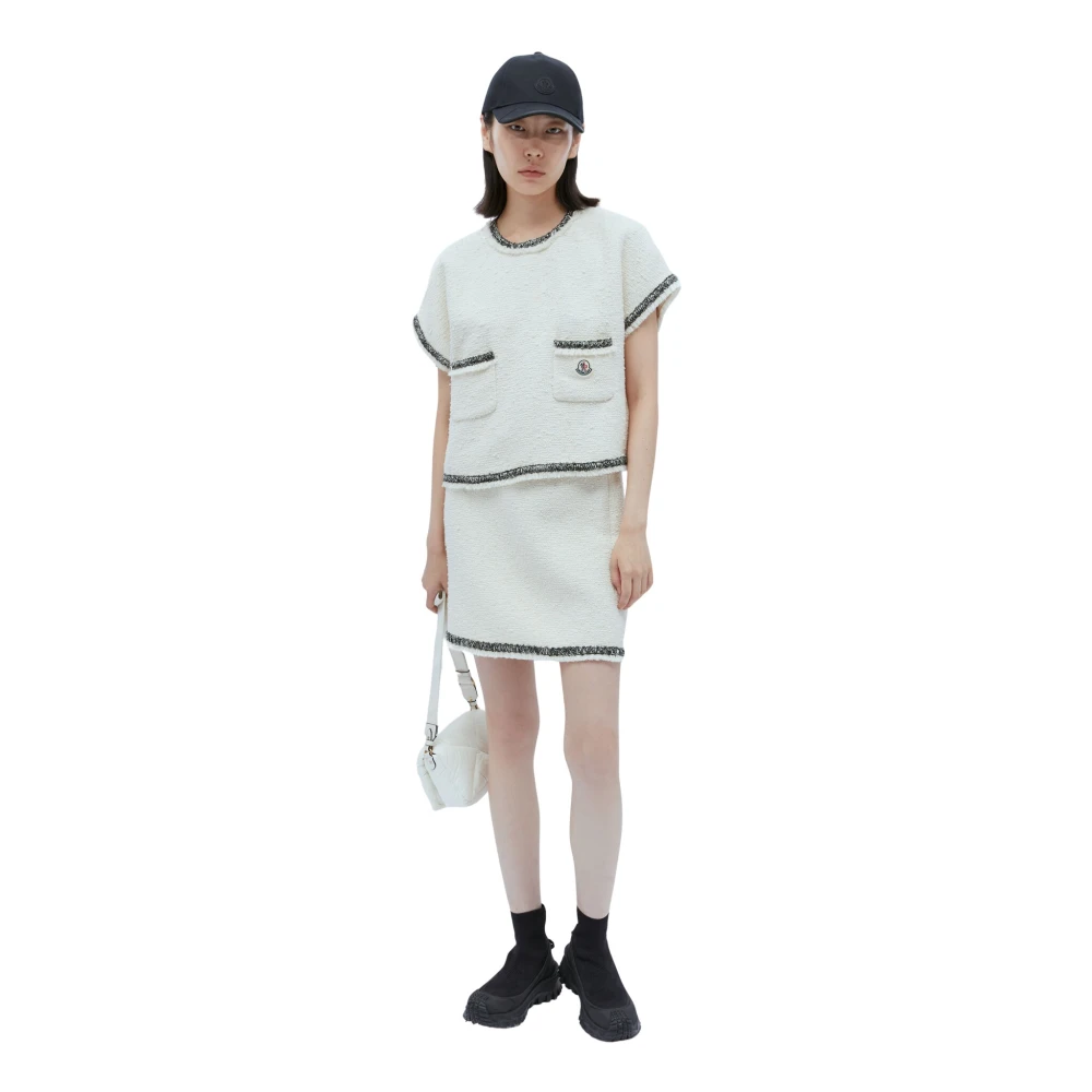 Moncler Women's White Short Skirts, Xs, Tweed Mini Skirt