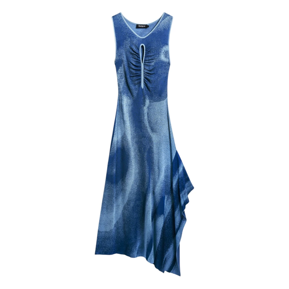 Desigual Women's Blue Midi Dresses,, Spring/Summer Long Dress Collection Large