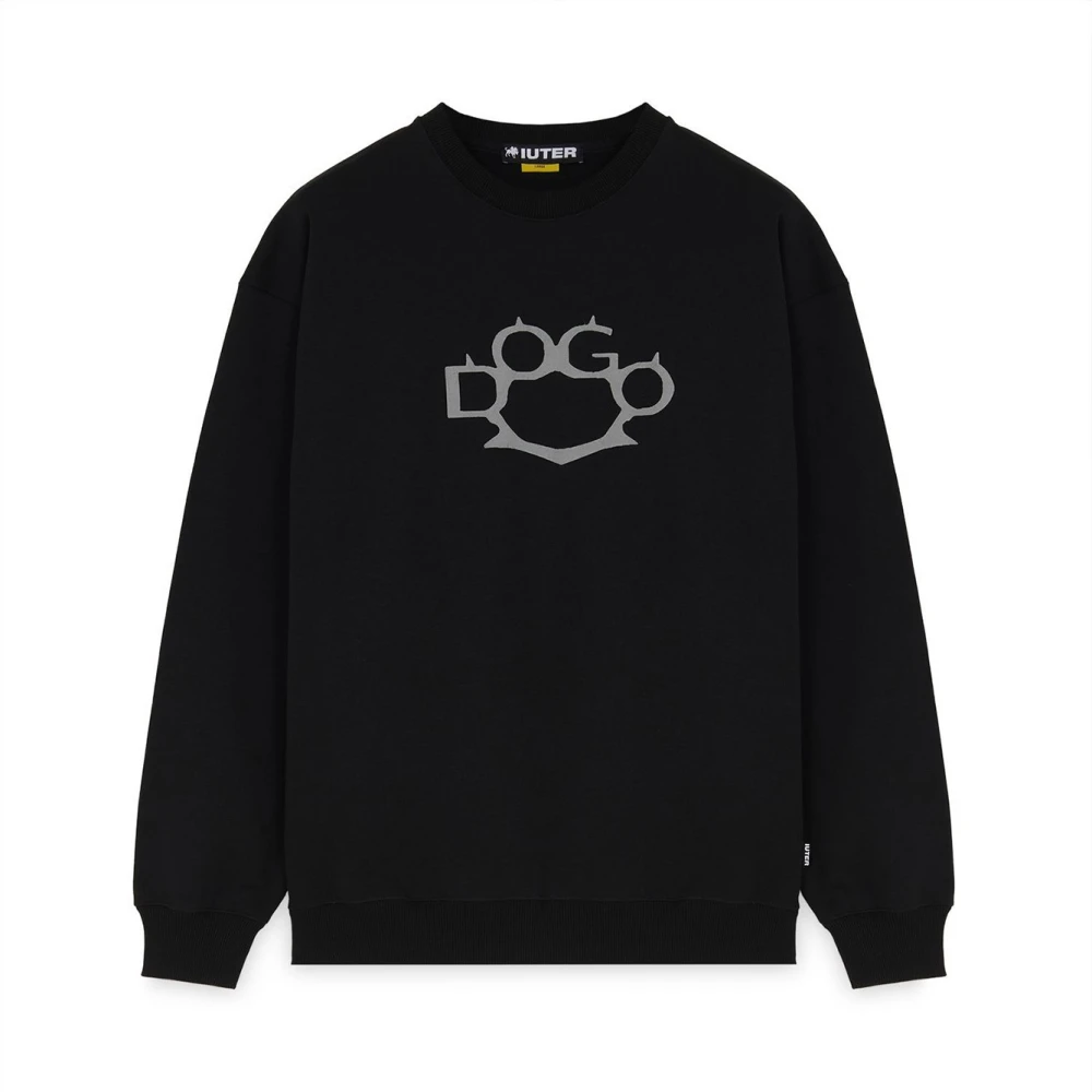 Iuter Zwarte Logo Crew Sweatshirt Herfst Winter 2024 Black Heren